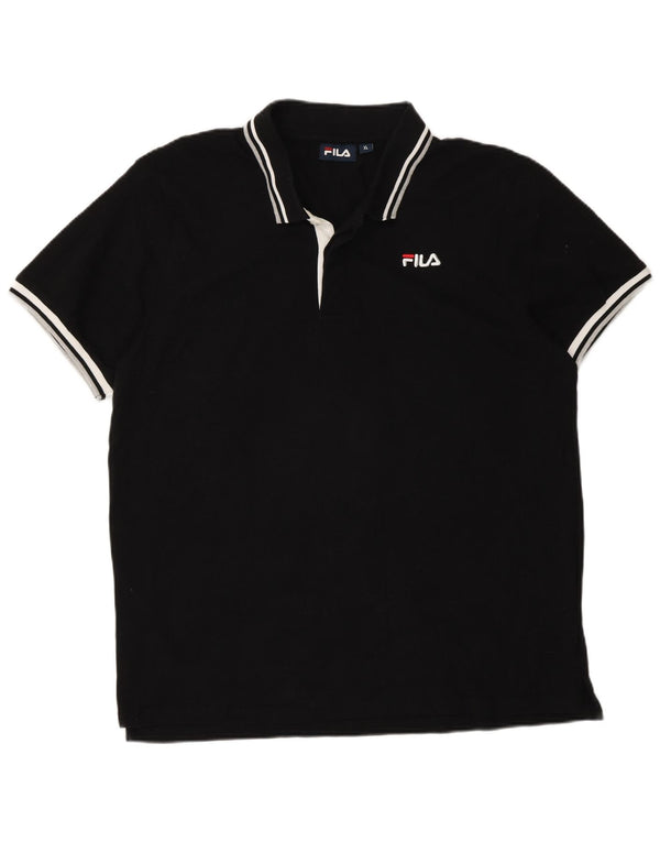 Fila Herren Poloshirt XL schwarz gestreift aus Baumwolle