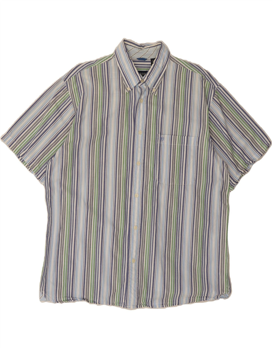 IZOD Mens Short Sleeve Shirt Large Blue Striped Cotton Vintage Izod and Second-Hand Izod from Messina Hembry 