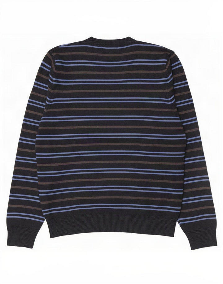 Marks & Spencer Herren-Pullover mit V-Ausschnitt, Mittelblau, gestreift, Acryl