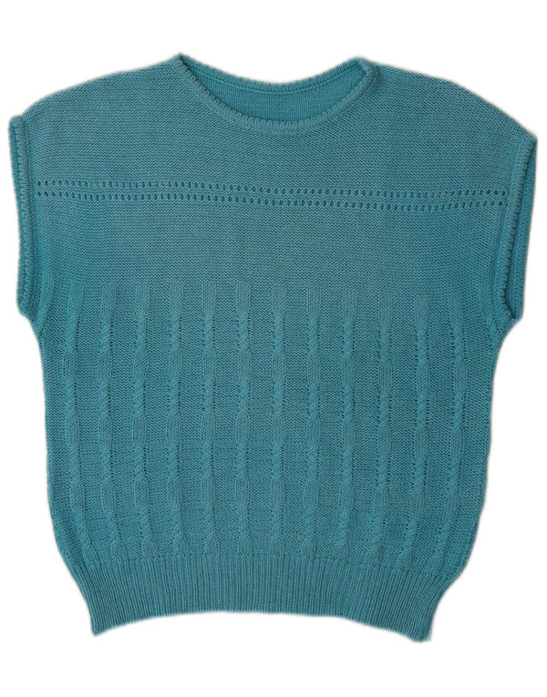 Vintage Damen Weste Tank Top IT 48 XL Blau