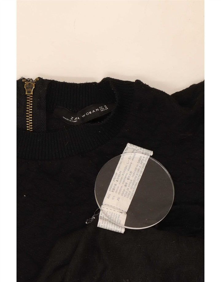 Zara Damen A-Linien-Kleid UK 12 Medium Schwarz