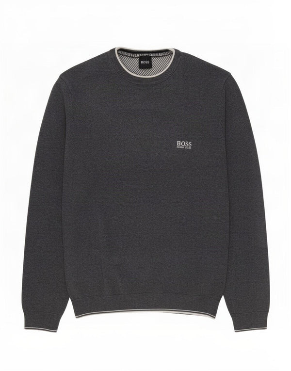 Hugo Boss Herren-Pullover mit Rundhalsausschnitt, Mittelgrau
