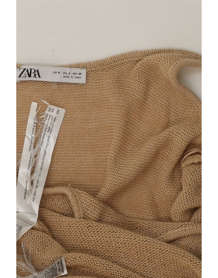 Zara Damen Slip-Kleid UK 10 Small Beige Nylon