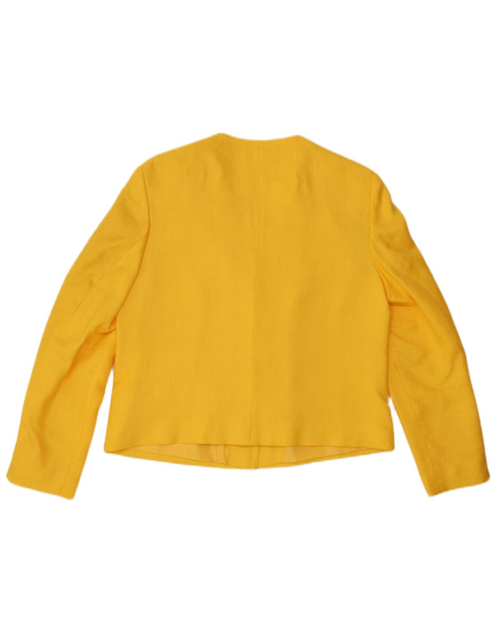 RAVENS Damen Crop 1-Knopf-Blazerjacke IT 42 Mittelgelbes Polyester