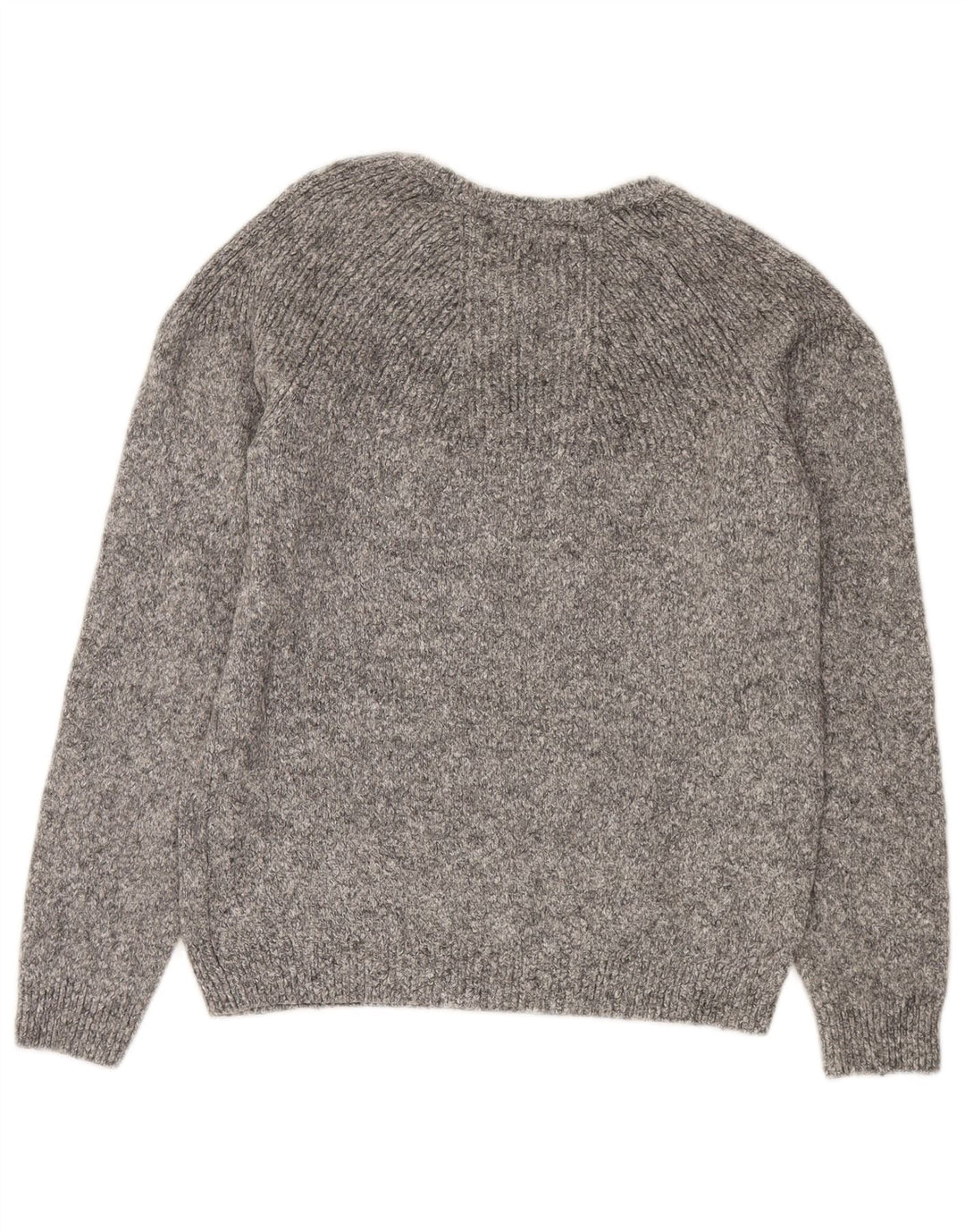 Zara Herren-Pullover mit U-Boot-Ausschnitt, mittelgrau gesprenkelte Wolle