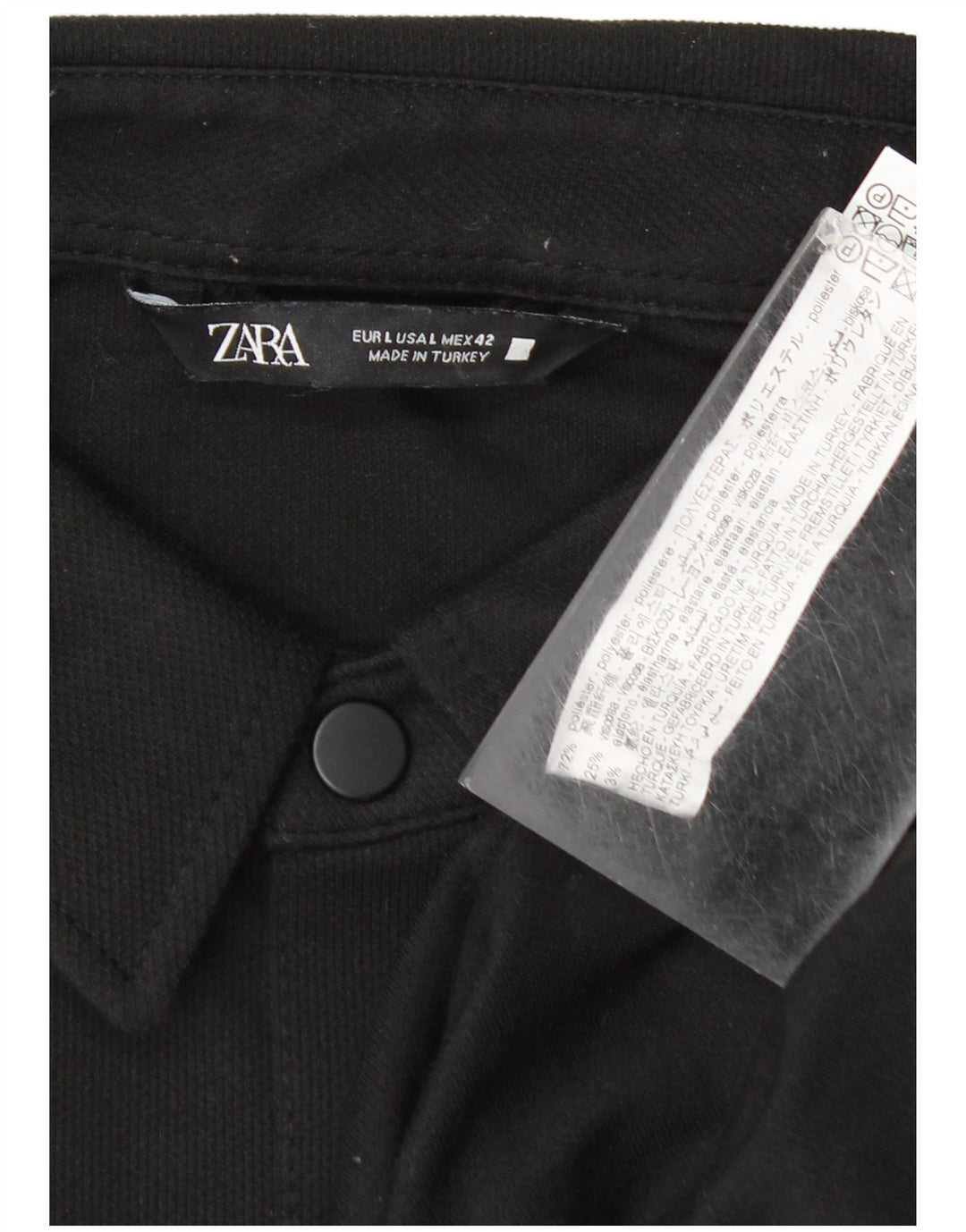 Zara Herren-Overshirt-Hemd, großes schwarzes Polyester