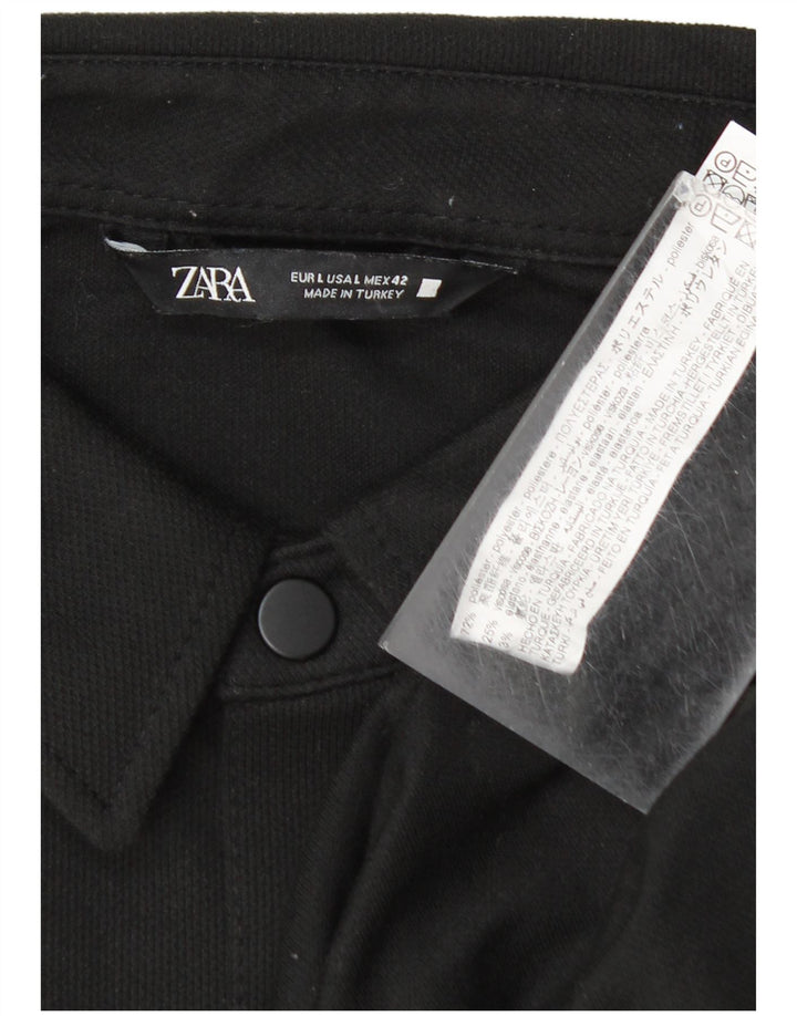 Zara Herren-Overshirt-Hemd, großes schwarzes Polyester