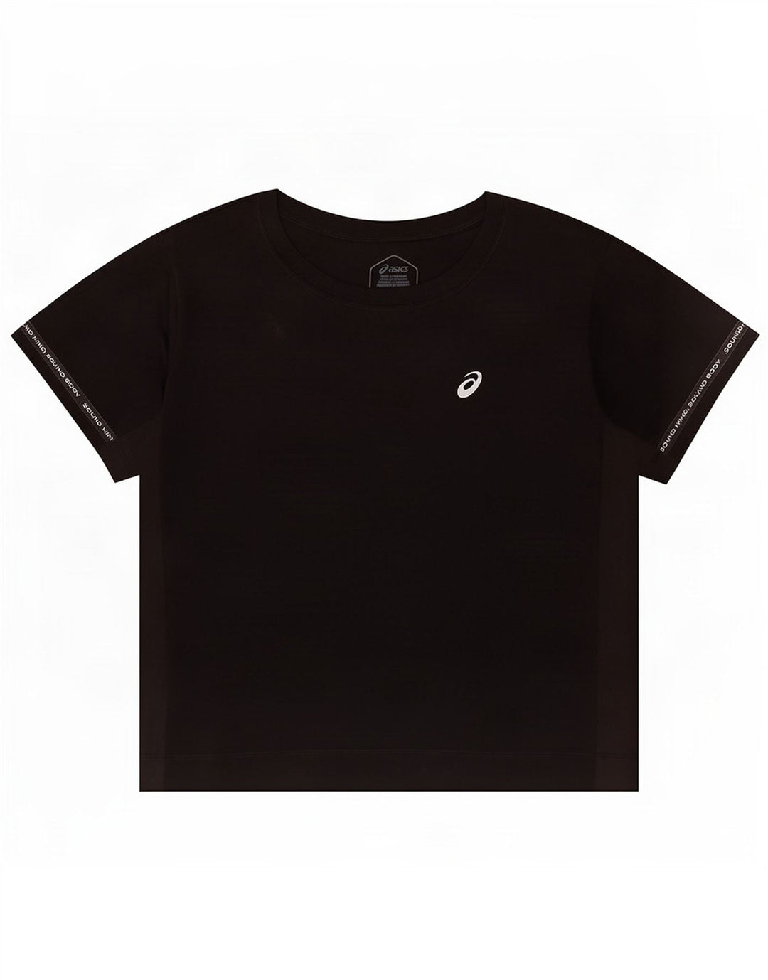 Asics Damen Crop T-Shirt Top UK 10 Small Schwarz Polyester