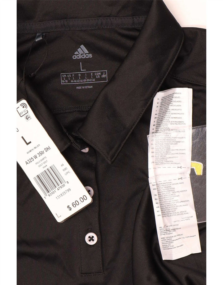 Adidas Damen Poloshirt UK 16/18 Large Schwarz Polyester