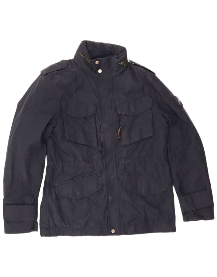 Timberland Herren-Utility-Jacke mit Kapuze, UK 38, mittelmarineblaue Baumwolle