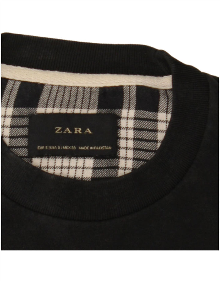 Zara Herren-Sweatshirt-Pullover, klein, schwarz, kariert