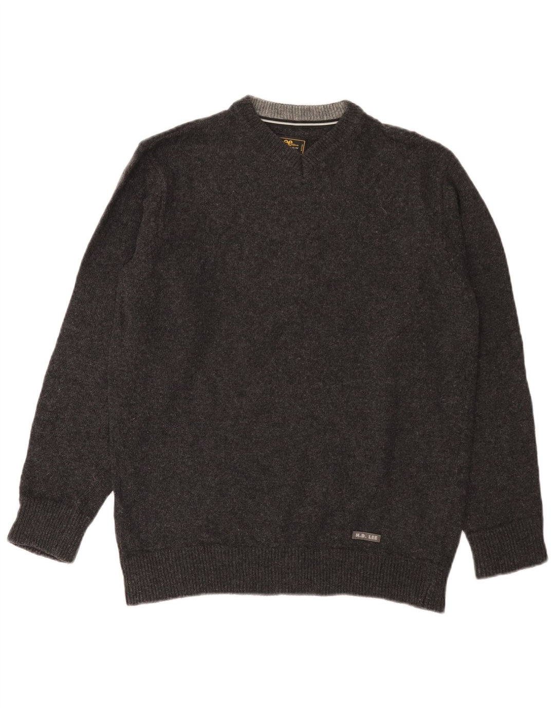Lee Herren-Pullover mit V-Ausschnitt aus mittelgrauer Wolle