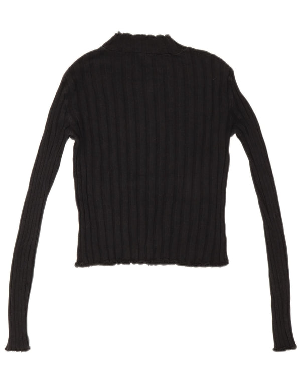 Zara Damen Crop Rollkragenpullover Pullover UK 12 Medium Schwarz