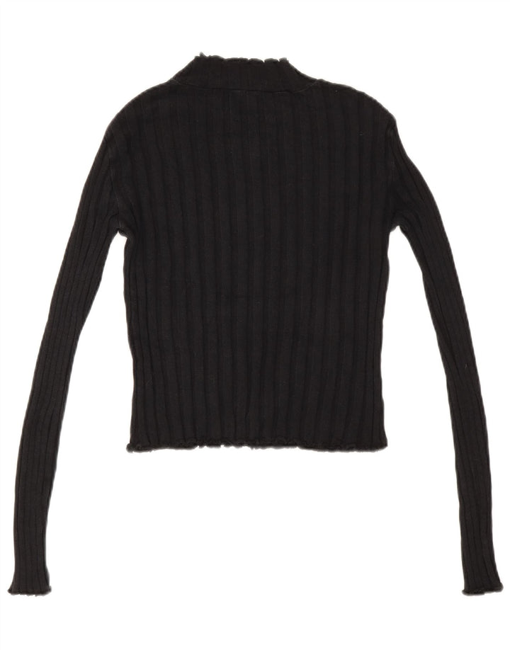 Zara Damen Crop Rollkragenpullover Pullover UK 12 Medium Schwarz