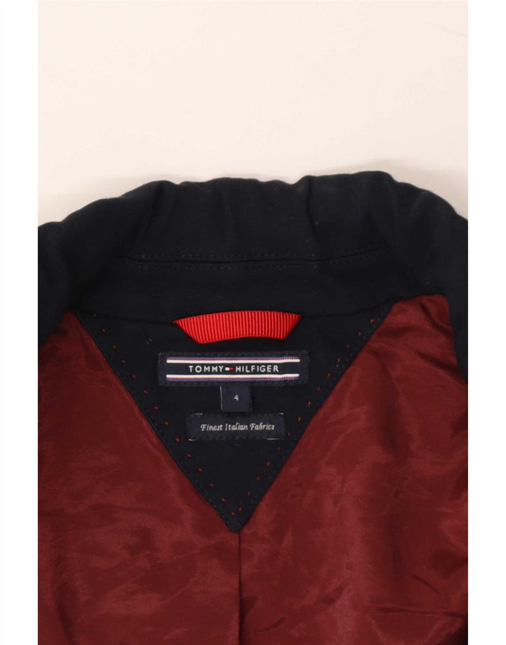 Tommy Hilfiger Damen 1-Knopf-Blazerjacke US 4 Small Marineblaue Viskose