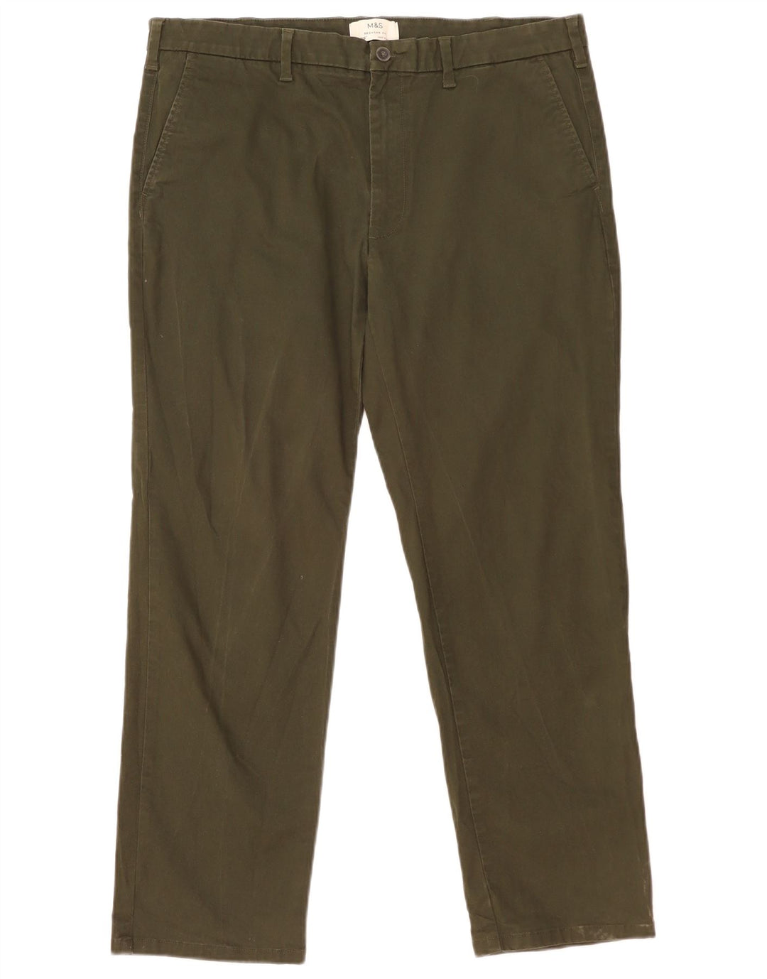 Marks & Spencer Herren-Chinohose mit gerader Passform und normaler Passform, W38 L29, Khaki