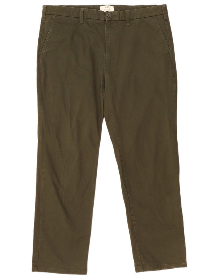 Marks & Spencer Herren-Chinohose mit gerader Passform und normaler Passform, W38 L29, Khaki