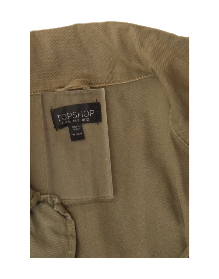 TOPSHOP Womens Military Jacket UK 12 Medium Khaki Cotton Vintage Topshop and Second-Hand Topshop from Messina Hembry 