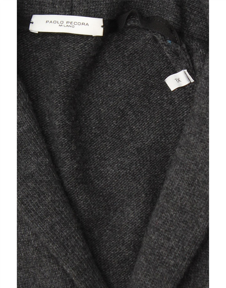 Paolo Pecora Herren-Strickjacke, zweireihig, XL, graue Wolle