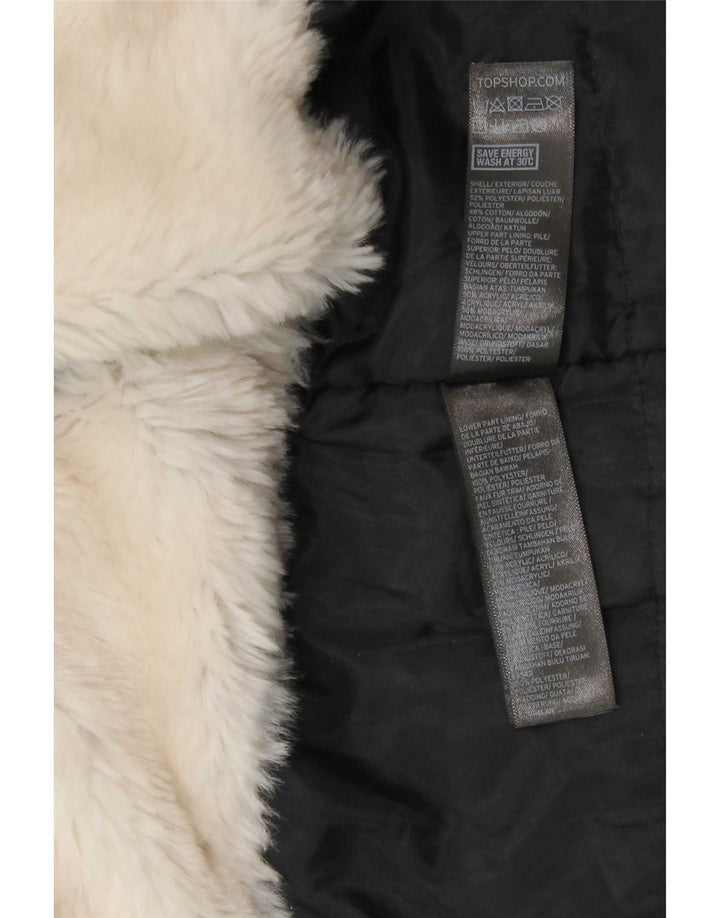 Topshop Damen-Parka mit Kapuze, Gr. 8, Schwarz, Polyester