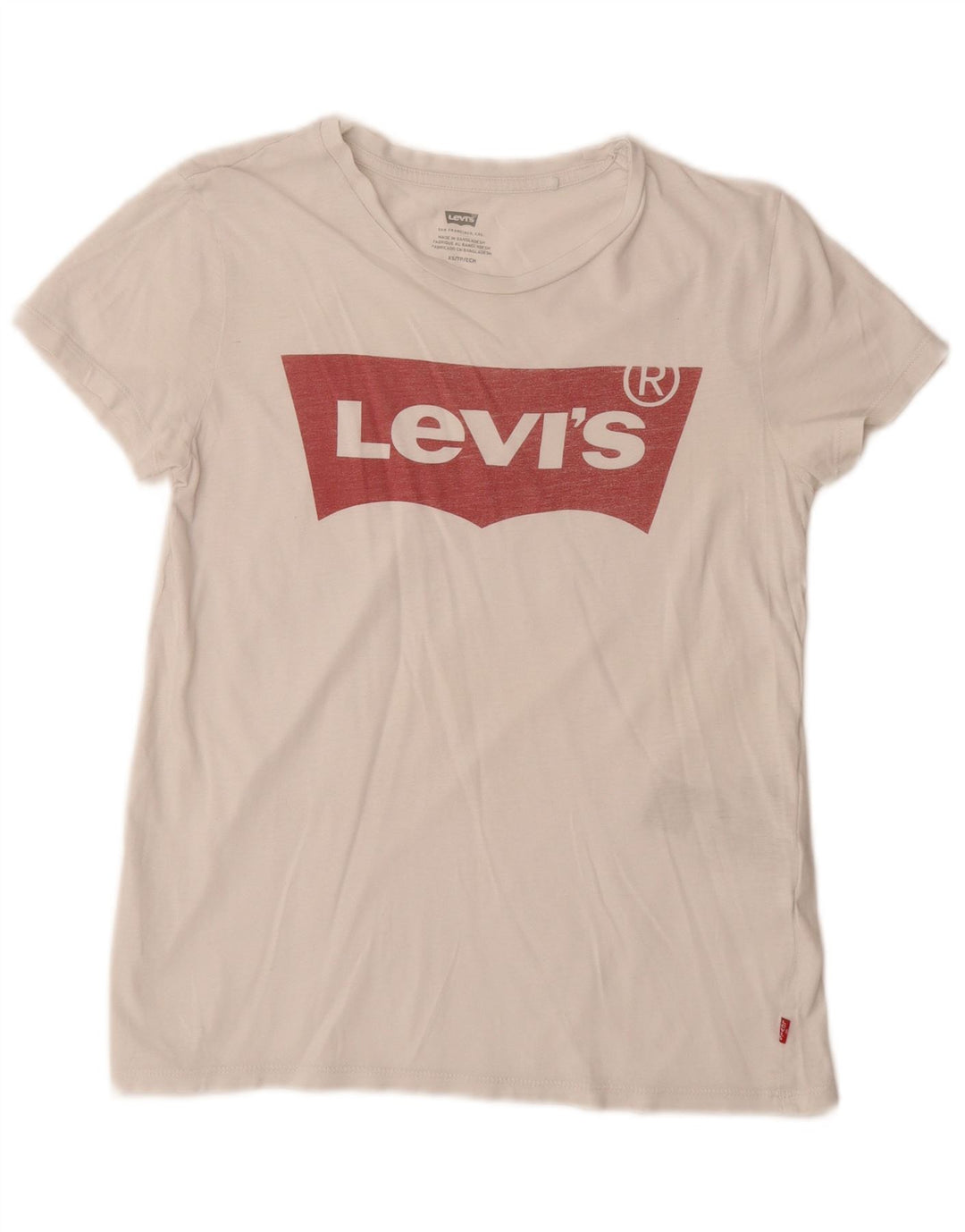 LEVI'S Damen Grafik-T-Shirt-Oberteil UK 6 XS Weiße Baumwolle
