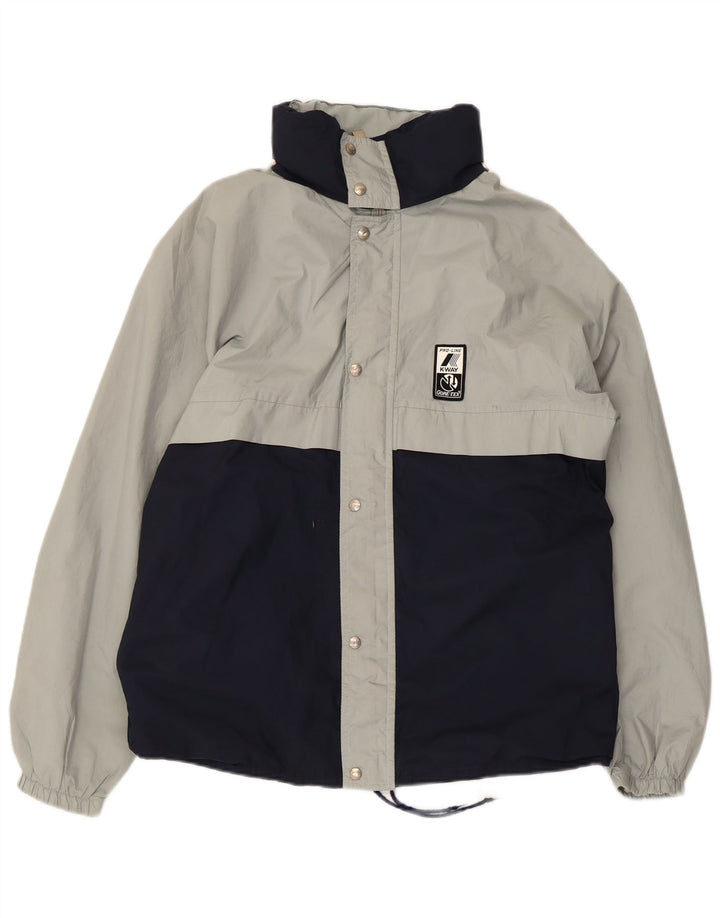 K-Way Herren-Regenjacke mit Kapuze, UK 38, mittleres Marineblau, Farbblock-Polyester