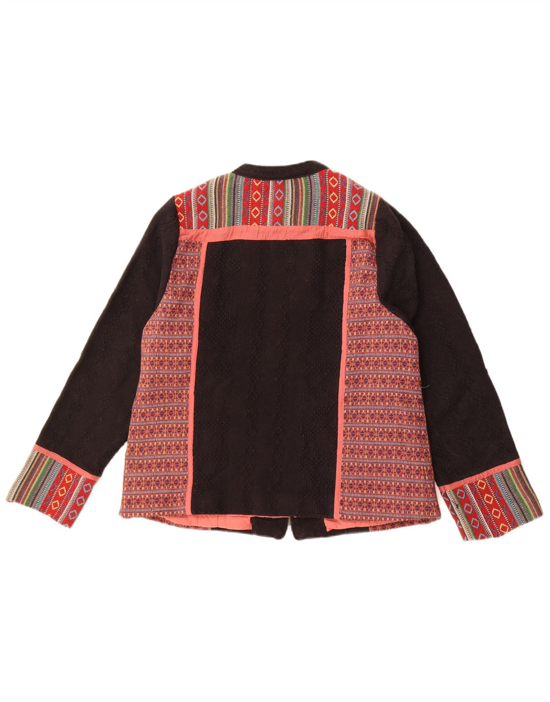Monsoon Damen Blazer Jacke UK 18 XL Schwarz Fair Isle Baumwolle