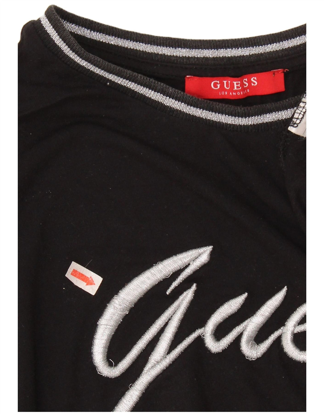 GUESS Damen Übergroßes Grafik-T-Shirt-Oberteil UK 6 XS Schwarz