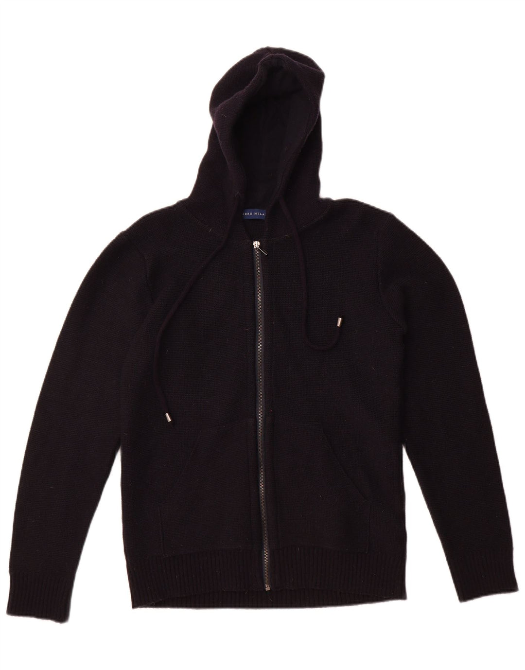 Libero Milano Damen-Cardigan mit Kapuze, UK 14, mittlere schwarze Wolle