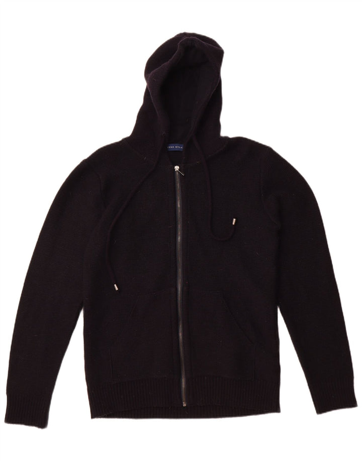 Libero Milano Damen-Cardigan mit Kapuze, UK 14, mittlere schwarze Wolle