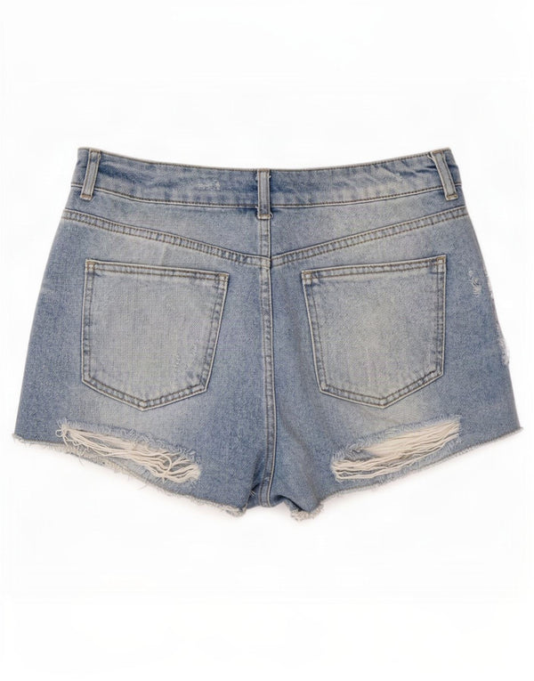 Topshop Damen Moto Distressed Denim Shorts Medium W30 Blaue Baumwolle