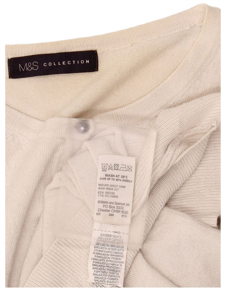 Marks & Spencer Damen Crop Cardigan Pullover UK 10 Small Off White Viscose