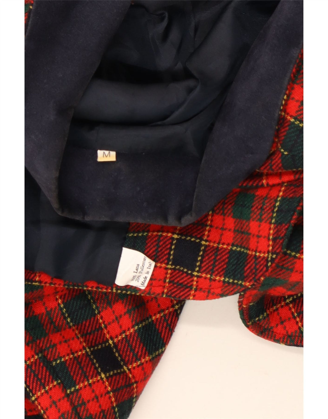 VINTAGE Damen-Blazer mit 2 Knöpfen und 3/4-Ärmeln, UK 14, Mittelrot kariert