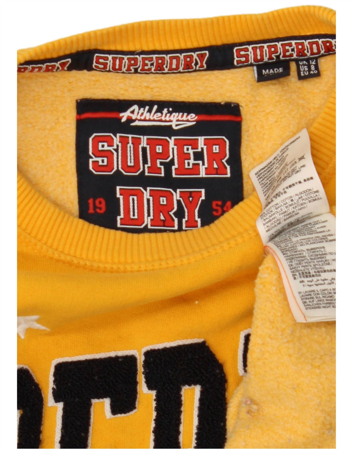 SUPERDRY Übergroßer Grafik-Sweatshirtpullover für Damen, UK 12, Mittelgelb