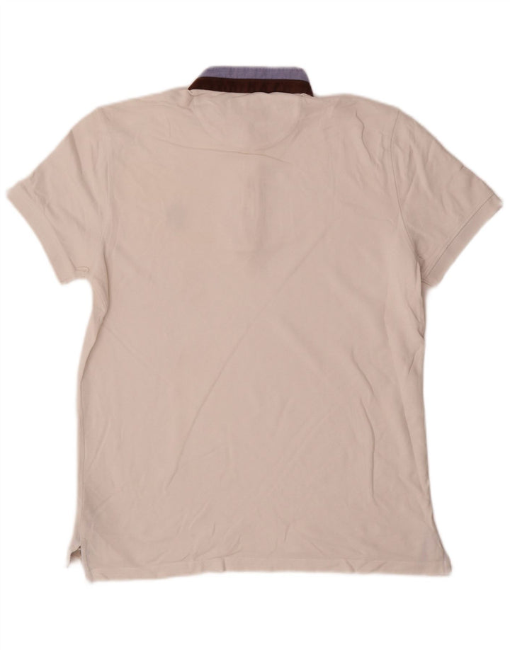 Massimo Dutti Herren-Poloshirt aus mittelweißer Colourblock-Baumwolle