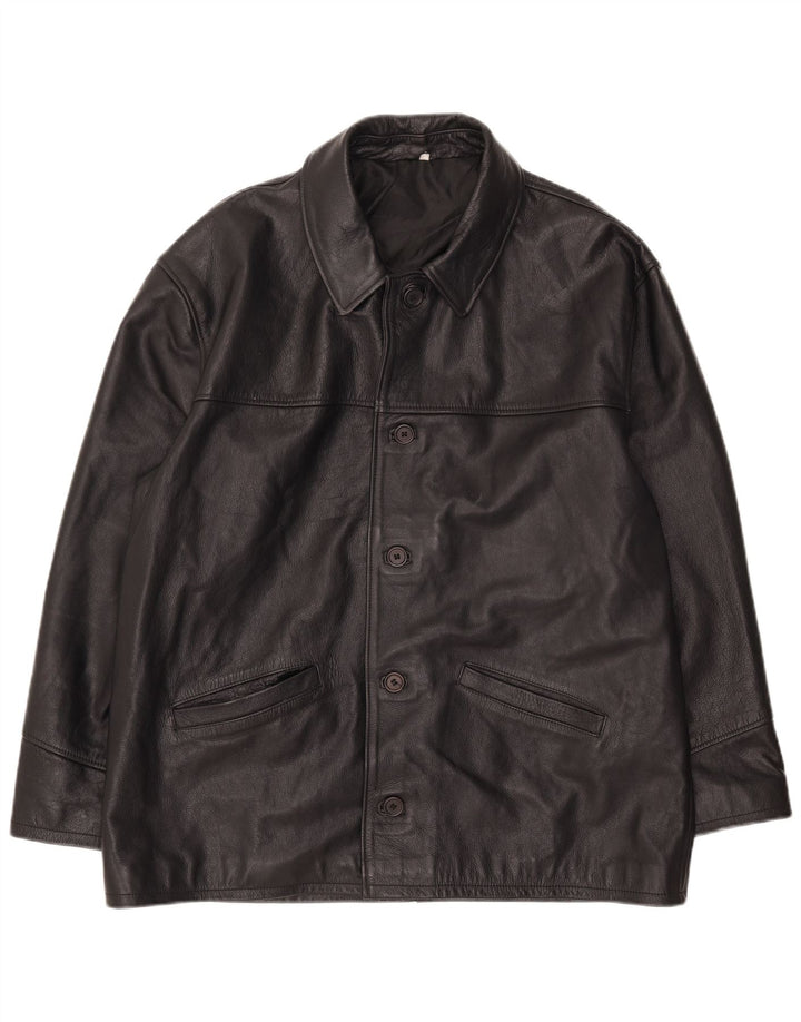Vintage Herren Lederjacke IT 52 XL Schwarzes Leder