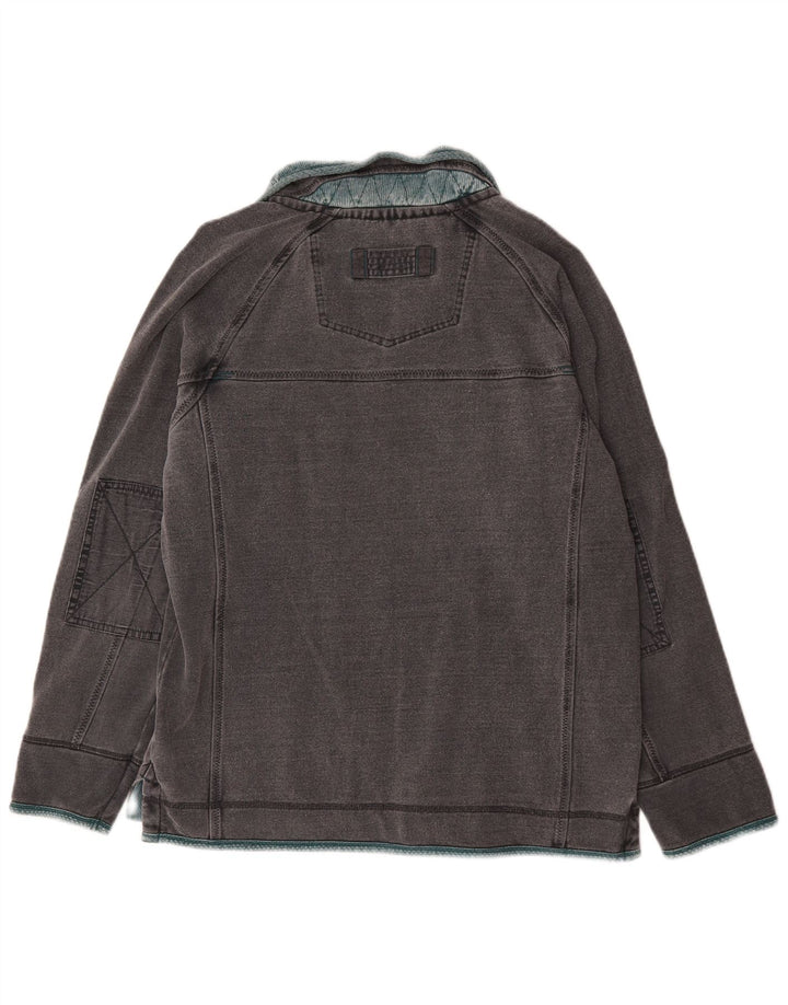 Fat Face Herren-Sweatshirt mit Reißverschluss am Hals, mittelgraue Baumwolle