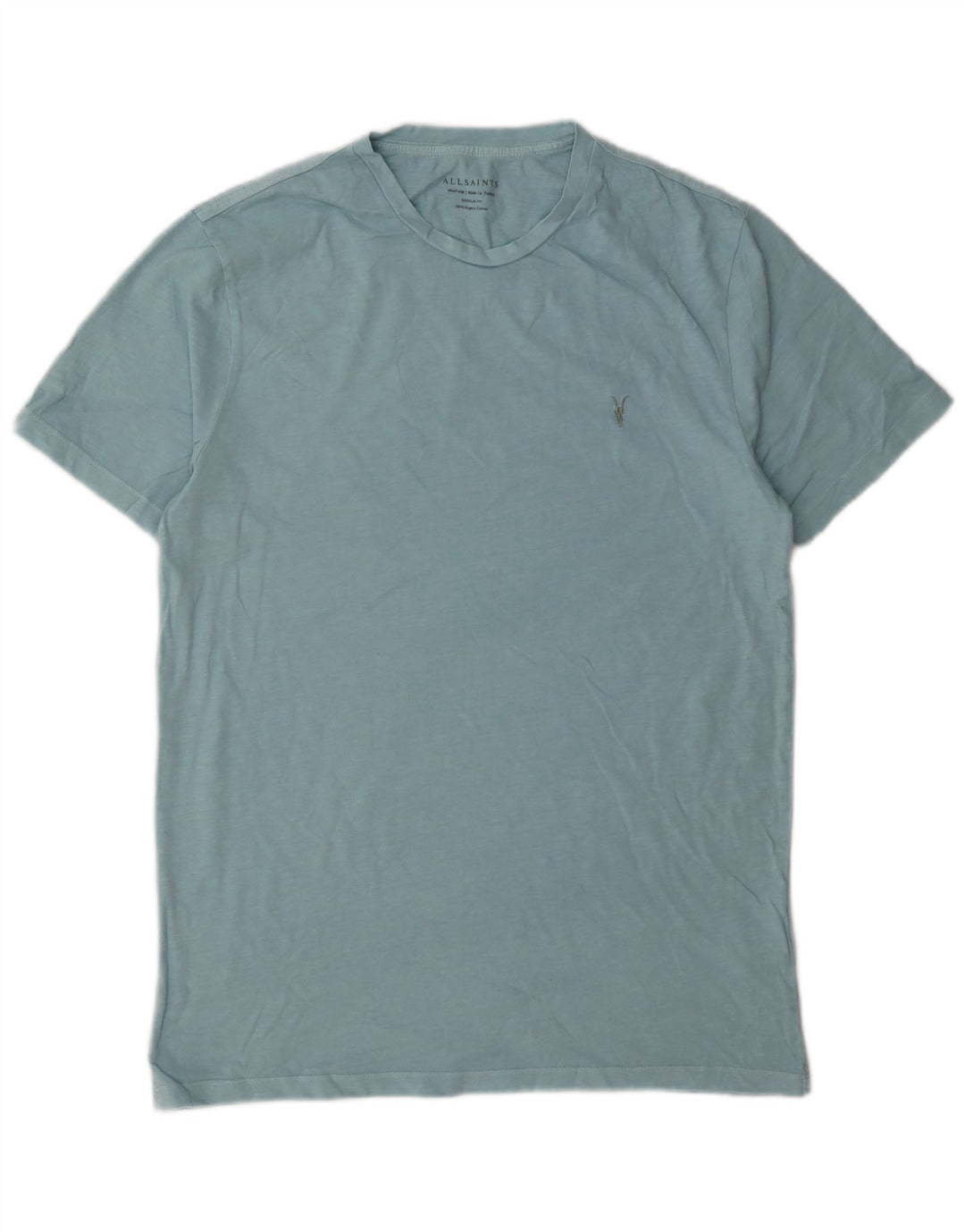All Saints Herren-T-Shirt mit normaler Passform, mittelblaue Baumwolle