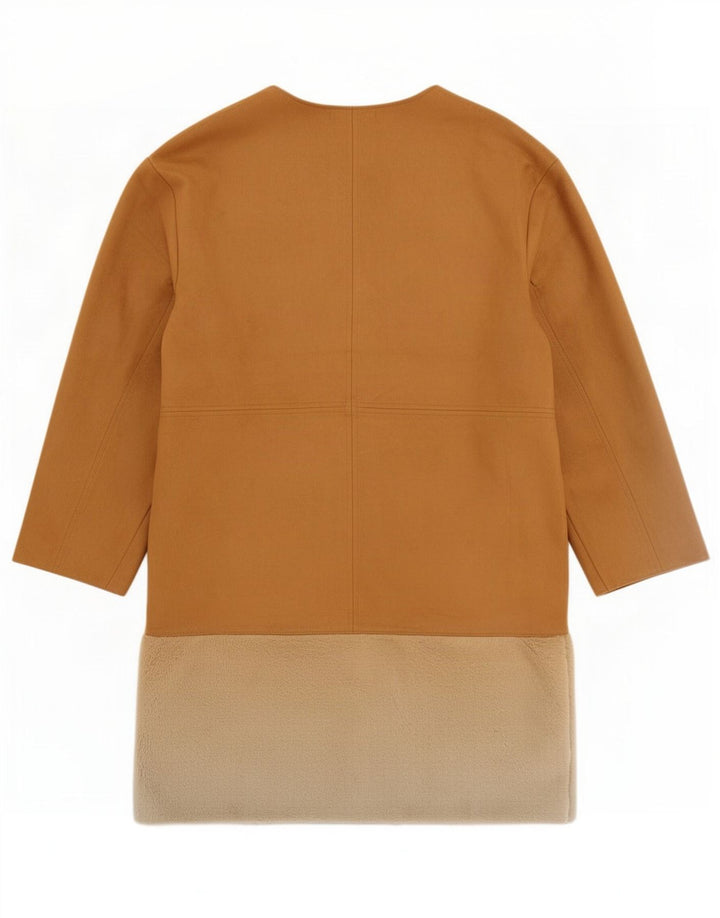 Zara Damen Mantel UK 14 Mittelbraunes Colourblock-Polyester