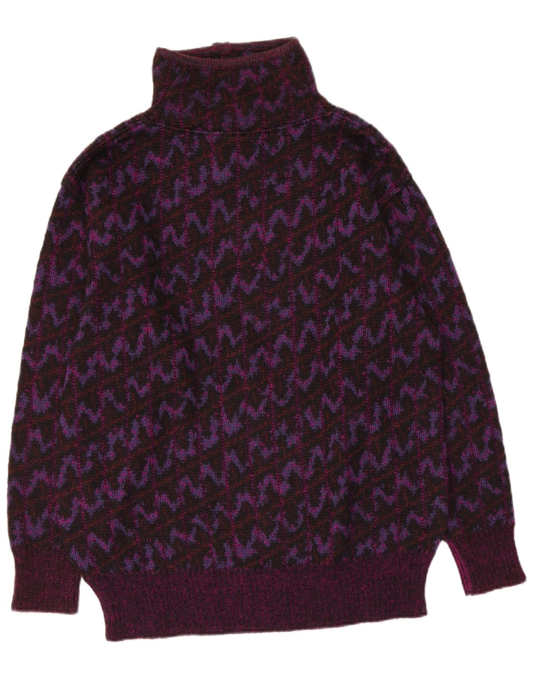 Vintage Damen-Pullover mit Knopfkragen, UK 12, mittleres Burgunderrot gestreift