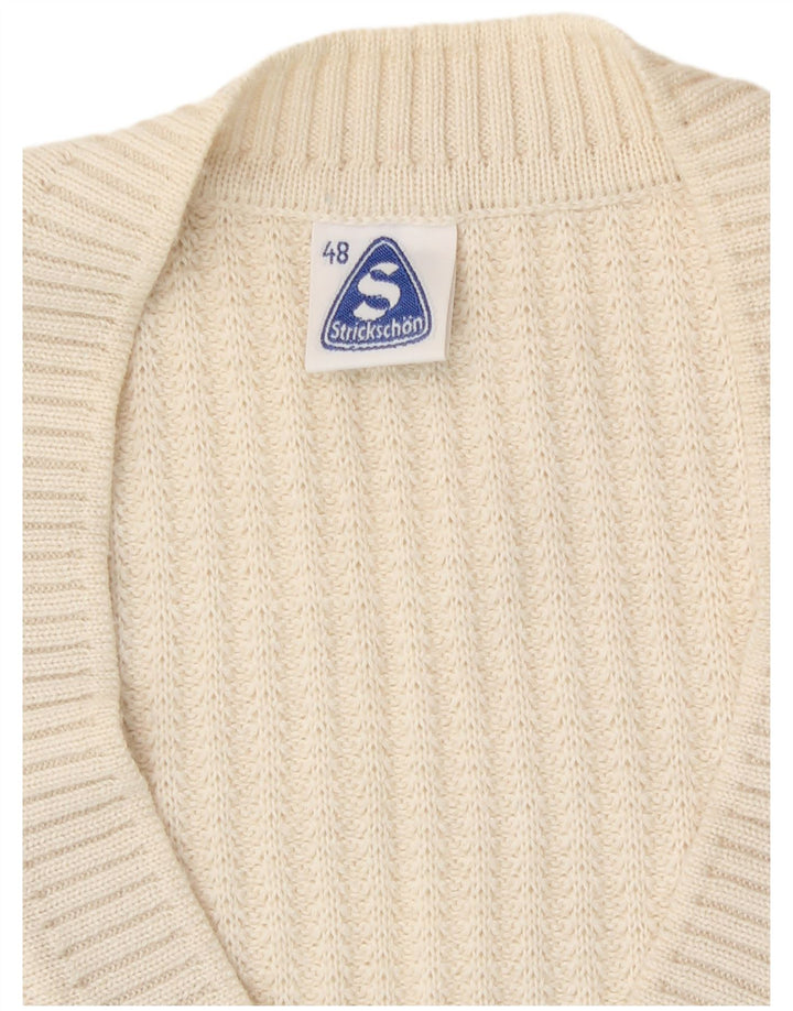 Vintage Damen Cardigan Pullover IT 48 XL Weiße Schurwolle