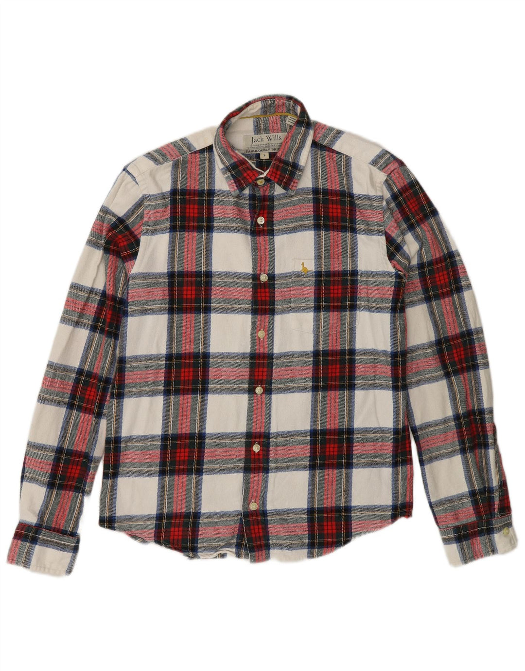 Jack Wills Herren-Flanellhemd, klein, rot, kariert, Baumwolle