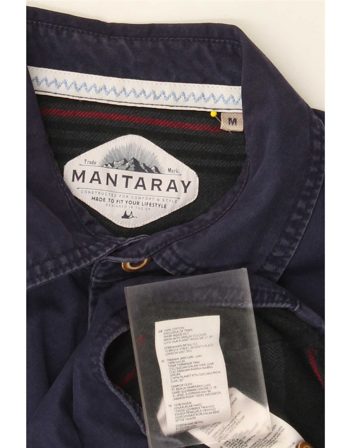 Mantaray Herrenhemd aus mittelblauer Baumwolle in Marineblau