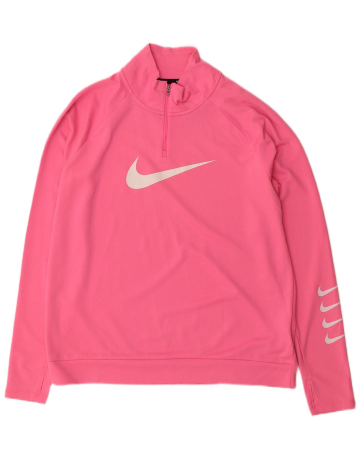 NIKE Damen-Sweatshirt mit Dri-Fit-Reißverschluss und Reißverschluss, UK 16, Größe L, rosa, Polyester
