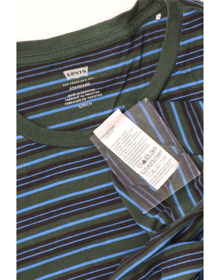 Levi's Herren Standard T-Shirt Top Small Marineblau gestreift aus Baumwolle