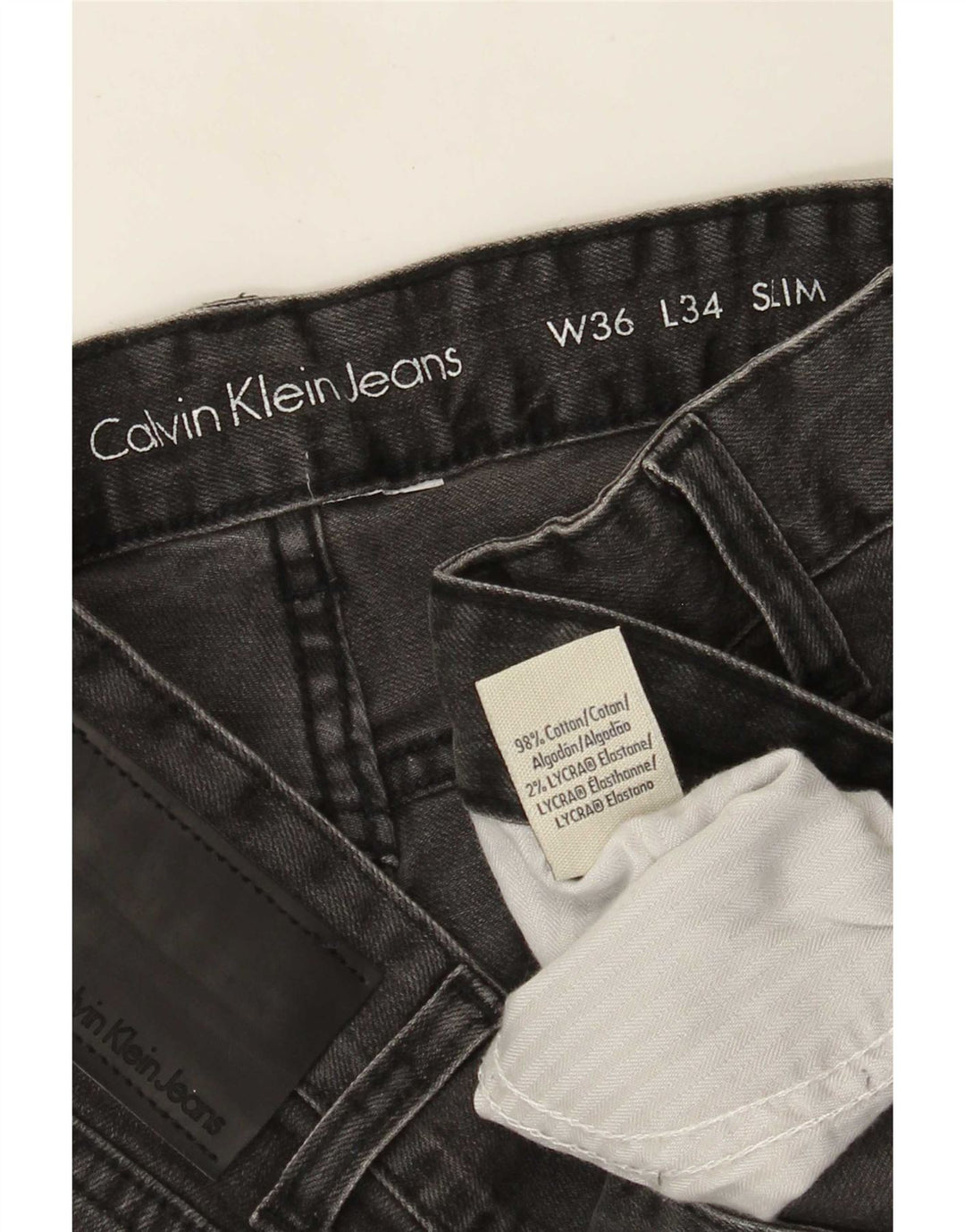 Calvin Klein Herren Slim Jeans W36 L34 Graue Baumwolle