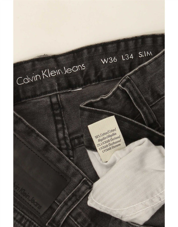 Calvin Klein Herren Slim Jeans W36 L34 Graue Baumwolle
