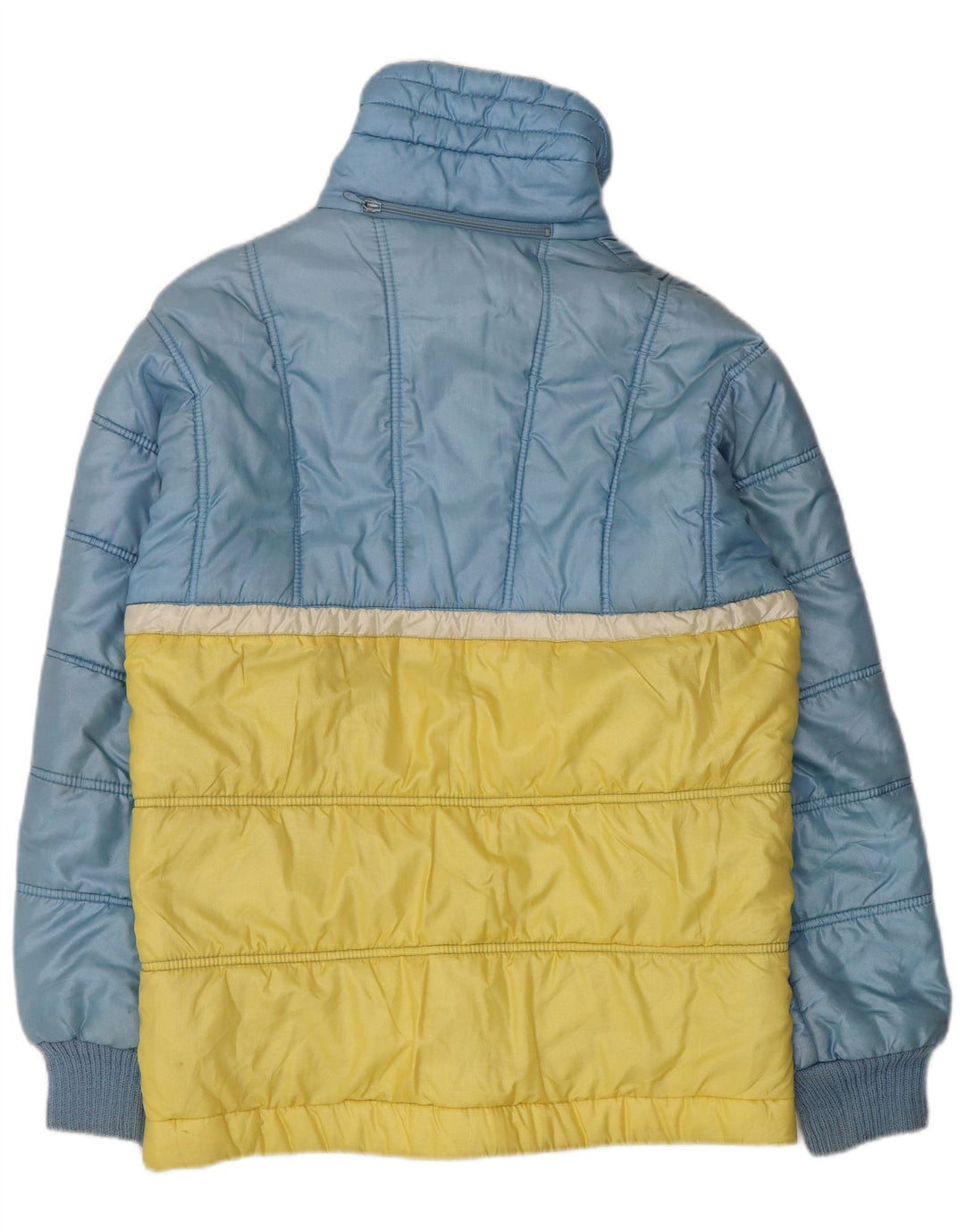 Ellesse wattierte Herrenjacke mit Kapuze, UK 38, mittelblaues Colourblock-Nylon