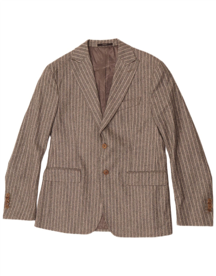 Seventy Herren-Blazer mit 2 Knöpfen, IT 50, große grau gestreifte Wolle