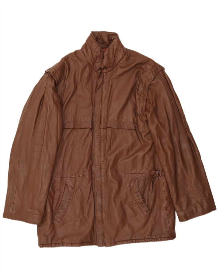 Vintage Herren Lederjacke IT 54 2XL Braunes Leder